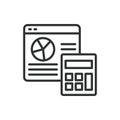 Graph processing icon in line design. Graph, processing, data, analysis, visualization, algorithms, structures on white Royalty Free Stock Photo