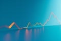 Electric blue graph resembling heartbeat on a blue background