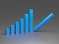 A graph with rising bars symbolizing growth, but the last one dramatically falls, signifying a sudden bankruptcy crisis Royalty Free Stock Photo