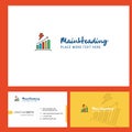 Graph rising Logo design with Tagline & Front and Back Busienss Card Template. Vector Creative Design