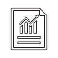 Graph, sheet outline icon. Line art vector Royalty Free Stock Photo