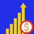 A graph showing growing dollar rates high Royalty Free Stock Photo