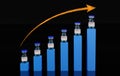 Graph showing the rise in the number of covid-19 vaccinations. Increase in coronavirus infections. The race for coronavirus vaccin