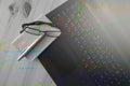 Graph stock pattern with keyboard and pen and notebook