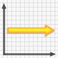 Graph with a straight yellow arrow vector