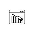 graph table arrow decrease icon. dollar money fall down symbol. economy stretching rising drop. Business lost crisis decrease. cos Royalty Free Stock Photo