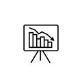 graph table arrow decrease icon. dollar money fall down symbol. economy stretching rising drop. Business lost crisis decrease. cos Royalty Free Stock Photo