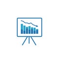 graph table arrow decrease icon. dollar money fall down symbol. economy stretching rising drop. Business lost crisis decrease. cos Royalty Free Stock Photo