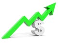 Graph up dollar sign arrow. Royalty Free Stock Photo