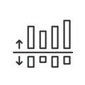 Graph Up Down, icon in line design. Graph, up, down, trend, fluctuations, rise, fall on white background vector. Graph Royalty Free Stock Photo