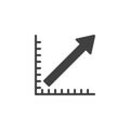 A graph with an upward arrow vector icon Royalty Free Stock Photo