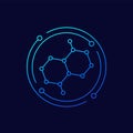 graphene, carbon molecule structure icon