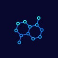 Graphene, carbon molecule structure vector icon