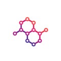Graphene, carbon molecule structure vector logo