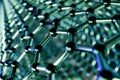 Graphene molecular nano technology structure on a green background - 3d rendering