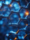 Graphene molecular structure forming hexagonal lattice with orange glow