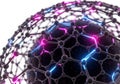 Graphene sphere isolated on transparent background isolated on transparent background Royalty Free Stock Photo