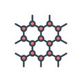 Color illustration icon for graphene technology, hexagon and grid