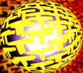 Abstract yellow shining purple round net with reddish effect.