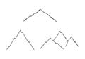 Black and white illustration of mountains on a white background, hand-drawn, vector. Royalty Free Stock Photo