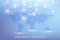 Graphic abstract background communication. Big data complex with compounds. Perspective backdrop with World Map. Minimal Royalty Free Stock Photo