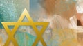 Graphic abstract Star of David brushstroke background gold cropped