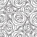 Graphic abstract stylized roses in black and white colors. Vector seamless modern pattern