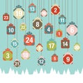 Advent Calendar Hanging Christmas Gifts Forest Retro Colors