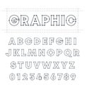 Graphic alphabet font template. Letters and numbers line design