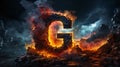 3d illustration of the letter G in the form of fire Royalty Free Stock Photo