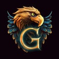 Eagle head with letter G logo. Eagle head vector logo design Royalty Free Stock Photo