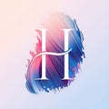 H letter logo on abstract watercolor background. Hand drawn lettering Royalty Free Stock Photo