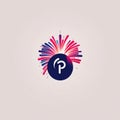 Initial Letter P Logo with Firework Vector Template Design Illustration Royalty Free Stock Photo