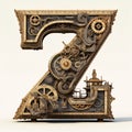 Mechanical alphabet made from gears and cogwheels. Letter Z