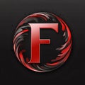 Vector illustration of the letter F in the form of a stylized firework on a black background Royalty Free Stock Photo