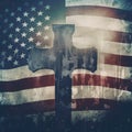 A graphic of an American flag double exposed over a cross - generative ai Royalty Free Stock Photo