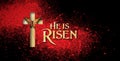 He Risen Christian Butterfly cross on red and black Easter background Royalty Free Stock Photo