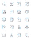 Graphic Art linear icons set. Typography, Illustration, Composition, Color, Texture, Design, Digital line vector and