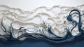 Organic Flowing Forms: Blue And White Paper Art In 3d Render