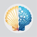 Graphic Art Seashell Sun and Ocean Duality Royalty Free Stock Photo