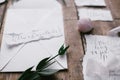 Graphic arts of beautiful wedding calligraphy cards with flower and mineral stone. Royalty Free Stock Photo