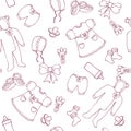 Graphic baby girl seamless pattern