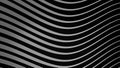 Graphic background of flowing lines in dynamic wave motion white on black, seamless loop. Animation. Monochrome waves