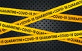 Graphic banner with a yellow bacteriological danger sign and the inscription Quarantine