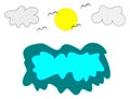 Graphic Beach Cloud Stock Illustration Royalty Free Stock Photo