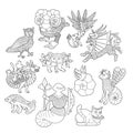 Graphic bestiary creatures Royalty Free Stock Photo