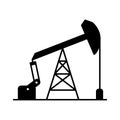 Graphic black flat vector sucker rod pump icon; oil pump logo for petroleum industry