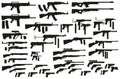 Graphic black silhouette weapon and firearm icons