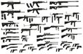 Graphic black silhouette weapon and firearm icons Royalty Free Stock Photo