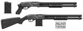 Graphic silhouette shotgun rifle with ammo clip